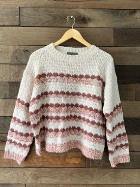 Anthropologie Elsamanda Women's Alpaca Wool Sweater in Beige Pink Red Size Large